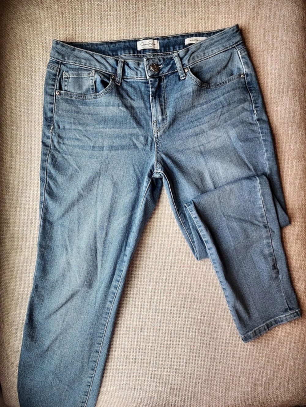 Jessica Simpson Rolled Crop Skinny Cropped Skinny Jeans in Blue Waist 10/30. Im5